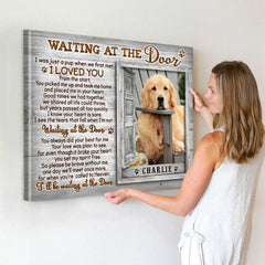 Pet Memorial Gift, Dog Loss Gift, Waiting At The Door Personalized Dog Photo Poster Print