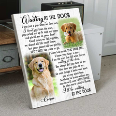 Personalized Pet Memorial Gifts, Two Pet Portraits Waiting at the Door Poem Photo Gift