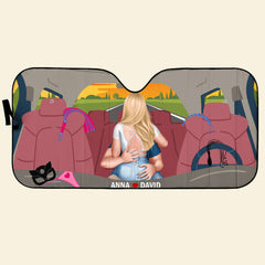 Romantic Road Trip Car Sunshade - Customizable Windshield Cover for Couples