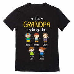 Personalized clothing for grandparents, with the children's patterns and names by their side