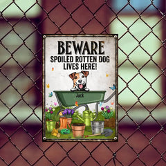 Warning Metal Garden Sign, Gifts For Dog Lovers, Beware Spoiled Rotten Dogs Live Here Funny Warning Signs