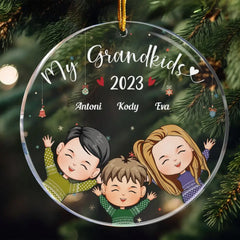 Grandkids 2023 - Personalized Circle Acrylic Ornament