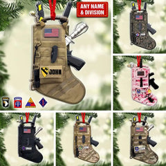 Military Tactical Christmas Stocking, Personalized Acrylic Ornament, Christmas Gift For Veteran & Soldier