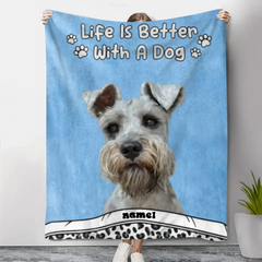 Custom Photo Life Is Better With Dog & Cat - Personalized Custom Blanket - Gift For Pet Owners, Pet Lovers