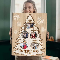 Christmas Tree Picture Collage Canvas, Christmas Photo Gift, Best Family Christmas Gifts