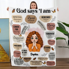 Personalized Blanket - God Says I Am - Meaningful Birthday Gifts