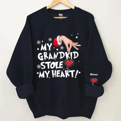 My grandkids Stole My Heart Grandma Personalized Christmas Sweatshirt