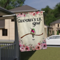 Personalized Grandma's Lil' Birds Garden Flag Printed