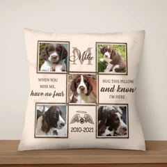 Hug This Pillow And Know I'm Here - Personalized Dog Memorial Pillow, Insert Included