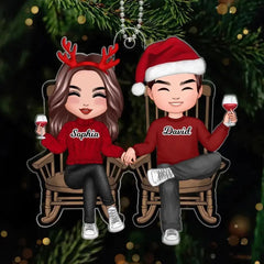 Doll Couple Sitting On Chair Christmas Gift For Him For Her Personalized Acrylic Ornament