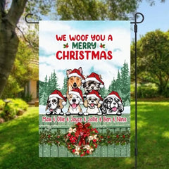 Personalized Garden Flag, Up To 6 Pets, We Woof You A Merry Christmas, Christmas Gift For Dog Lovers, Cat Lovers