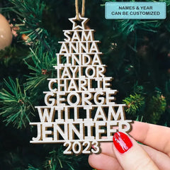 Family Tree 2023 - Personalized Custom Wood Ornament - Christmas Gift For Family Members