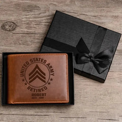 Personalized US Military Veteran Handmade Leather Wallet(RFID BLOCKING)