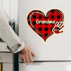 Grandma Mom Heart Hand Print Personalized Decal & Fridge Magnet Decal