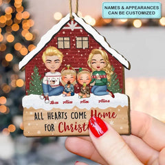 All Hearts Come Home For Christmas - Personalized Custom Wood Ornament - Christmas Gift For Couple, Wife, Husband, Family Members