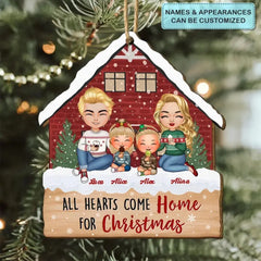 All Hearts Come Home For Christmas - Personalized Custom Wood Ornament - Christmas Gift For Couple, Wife, Husband, Family Members