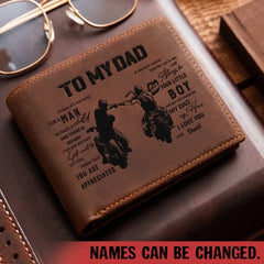 Personalized To My Dad Biker Custom Name Leather Wallet