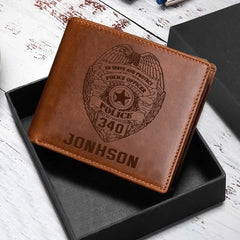 Personalized Law Enforcement Officer Custom Name Laser Leather Wallet