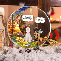 Custom Personalized Memorial Dog Acrylic Ornament - Upto 4 Dogs - Memorial Gift Idea For Dog Lover