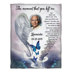 Angel Wings of Mother Upload Photo As I Sit In Heaven Personalized Fleece Blanket