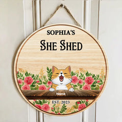 Personalized Wooden Sign, Gift for Pet Lovers, Sheshed Happy Place Floral Vintage Sign