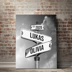 Personalized Canvas "Retro Street Sign with date of birth of children"