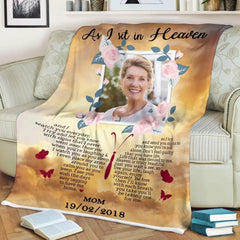 As I Sit In Heaven Custom Photo Blanket Memorial