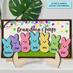 Grandma's Peeps - Personalized Custom 2-Layer Wooden Plaque - Easter Gift For Family Members, Grandma, Mom