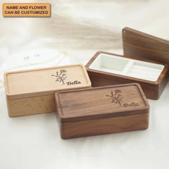 Travel Case Custom Name - Personalized Custom Wood Jewelry Box - Gift For Mom, Grandma, Family Members