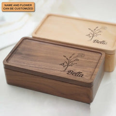 Travel Case Custom Name - Personalized Custom Wood Jewelry Box - Gift For Mom, Grandma, Family Members