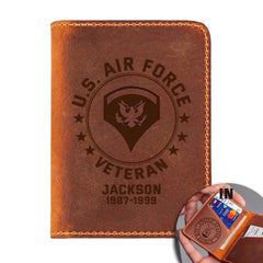 Personalized US Military Retired Leather Card Wallet