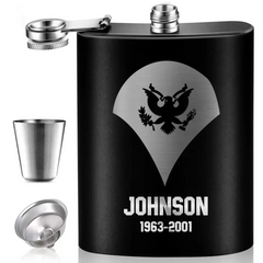 Personalized US Military Retired Steel Flasks