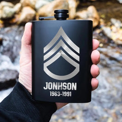 Personalized US Military Retired Steel Flasks