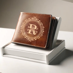 Bespoke Crest-Embossed Tan Leather Wallet – Timeless Accessory