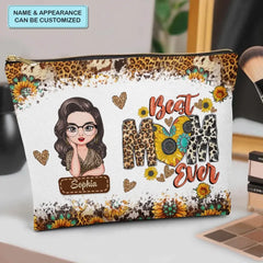 Best Mom Ever - Personalized Custom Canvas Makeup Bag - Mother's Day Gift For Mom, Family Members