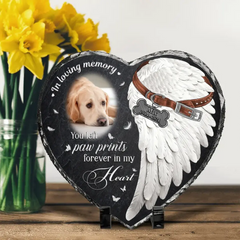 Custom Personalized Memorial Photo Heart Lithograph - Memorial Gift Idea for Dog Owners - You Left Paw Prints Forever In My Heart