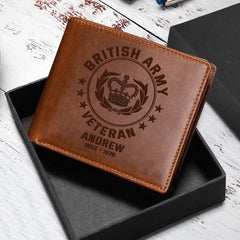 Personalized British Armed Forces Leather Wallet Laser(RFID BLOCKING)