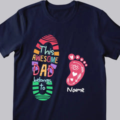 This Awesome Dad Belongs To - Foots and Paws Print - Personalized Pet T-shirt