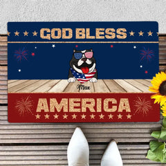 God Bless America - Personalized Doormat, 4th Of July Pet Doormat