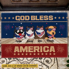 God Bless America - Personalized Doormat, 4th Of July Pet Doormat