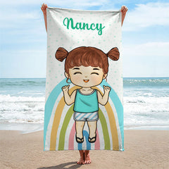 Bring The Joy To The Beach - Kid Personalized Custom Beach Towel - Christmas Gift For Children