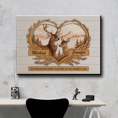 Personalized Deer Couple Love Poster - Custom Couple Names