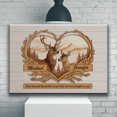 Personalized Deer Couple Love Poster - Custom Couple Names