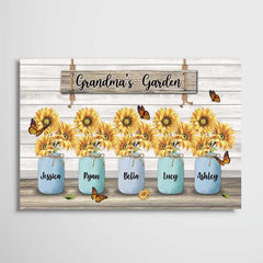 Grandma‘s Garden Sunflower Vase Personalized Horizontal Poster