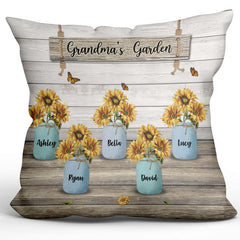 Grandma's Garden Sunflower Vase Personalized Pillow.(Insert Included)