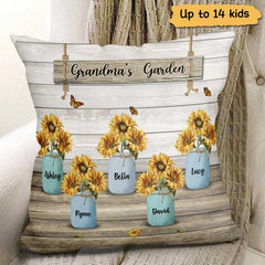 Grandma's Garden Sunflower Vase Personalized Pillow.(Insert Included)