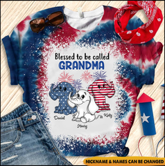 USA July 4th Grandma Mom Elephant Custom Nickname Names Independence Day Gift 3d Tshirt Hoodie