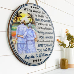 Personalized Beach Old Couple When We Get Custom Wood Circle Sign