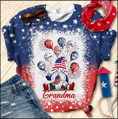 Grandma Mom Gnome 4th Of July And Grandkids Balloons Personalized 3D T-Shirt