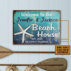 Personalized Beach Welcome To Beach House Custom Classic Metal Signs